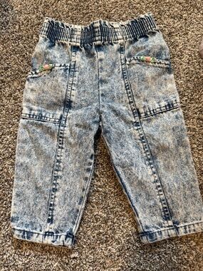 Vintage Toddler Acid-Wash Denim Jogger Pants - Blue